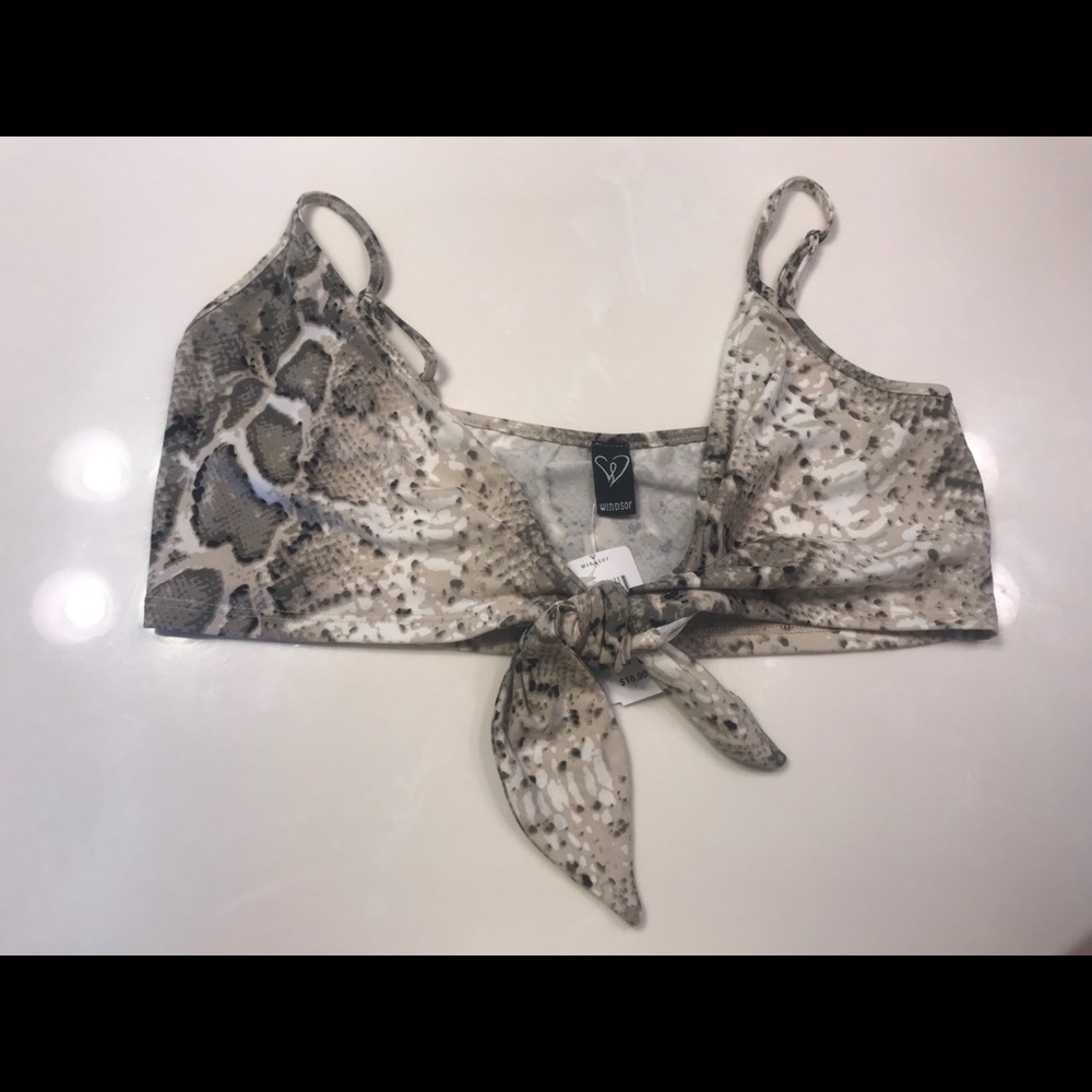Windsor snakeskin tie cropped top